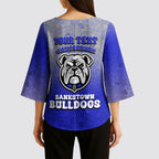 Personalized Canterbury-Bankstown Bulldogs Kimono Sleeve Blouse Easter Mascot - Colorful Eggs Cartoon Style