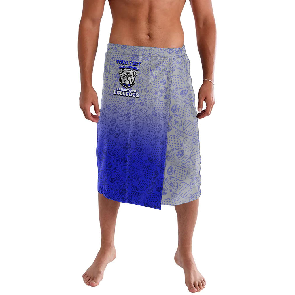 Personalized Canterbury-Bankstown Bulldogs Lavalava Easter Mascot - Colorful Eggs Cartoon Style