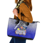 Personalized Canterbury-Bankstown Bulldogs Leather Tote Bag Easter Mascot - Colorful Eggs Cartoon Style