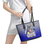 Personalized Canterbury-Bankstown Bulldogs Leather Tote Bag Easter Mascot - Colorful Eggs Cartoon Style