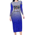 Personalized Canterbury-Bankstown Bulldogs Long Sleeve Bodycon Dress Easter Mascot - Colorful Eggs Cartoon Style