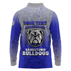 Personalized Canterbury-Bankstown Bulldogs Long Sleeve Polo Shirt Easter Mascot - Colorful Eggs Cartoon Style