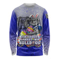 Personalized Canterbury-Bankstown Bulldogs Long Sleeve Shirt Easter Mascot - Colorful Eggs Cartoon Style