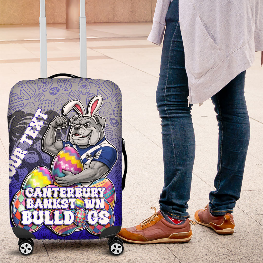 Personalized Canterbury-Bankstown Bulldogs Luggage Cover Easter Mascot - Colorful Eggs Cartoon Style