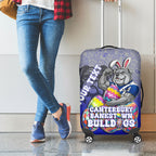 Personalized Canterbury-Bankstown Bulldogs Luggage Cover Easter Mascot - Colorful Eggs Cartoon Style