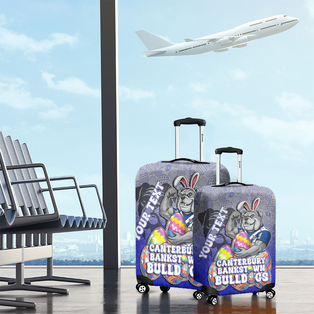 Personalized Canterbury-Bankstown Bulldogs Luggage Cover Easter Mascot - Colorful Eggs Cartoon Style