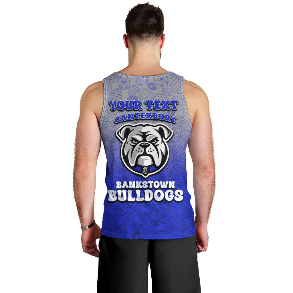 Personalized Canterbury-Bankstown Bulldogs Men Tank Top Easter Mascot - Colorful Eggs Cartoon Style