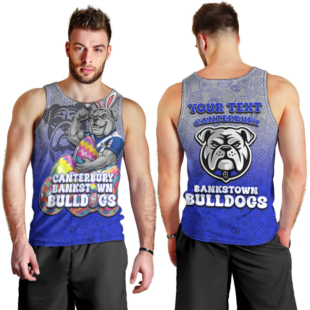 Personalized Canterbury-Bankstown Bulldogs Men Tank Top Easter Mascot - Colorful Eggs Cartoon Style