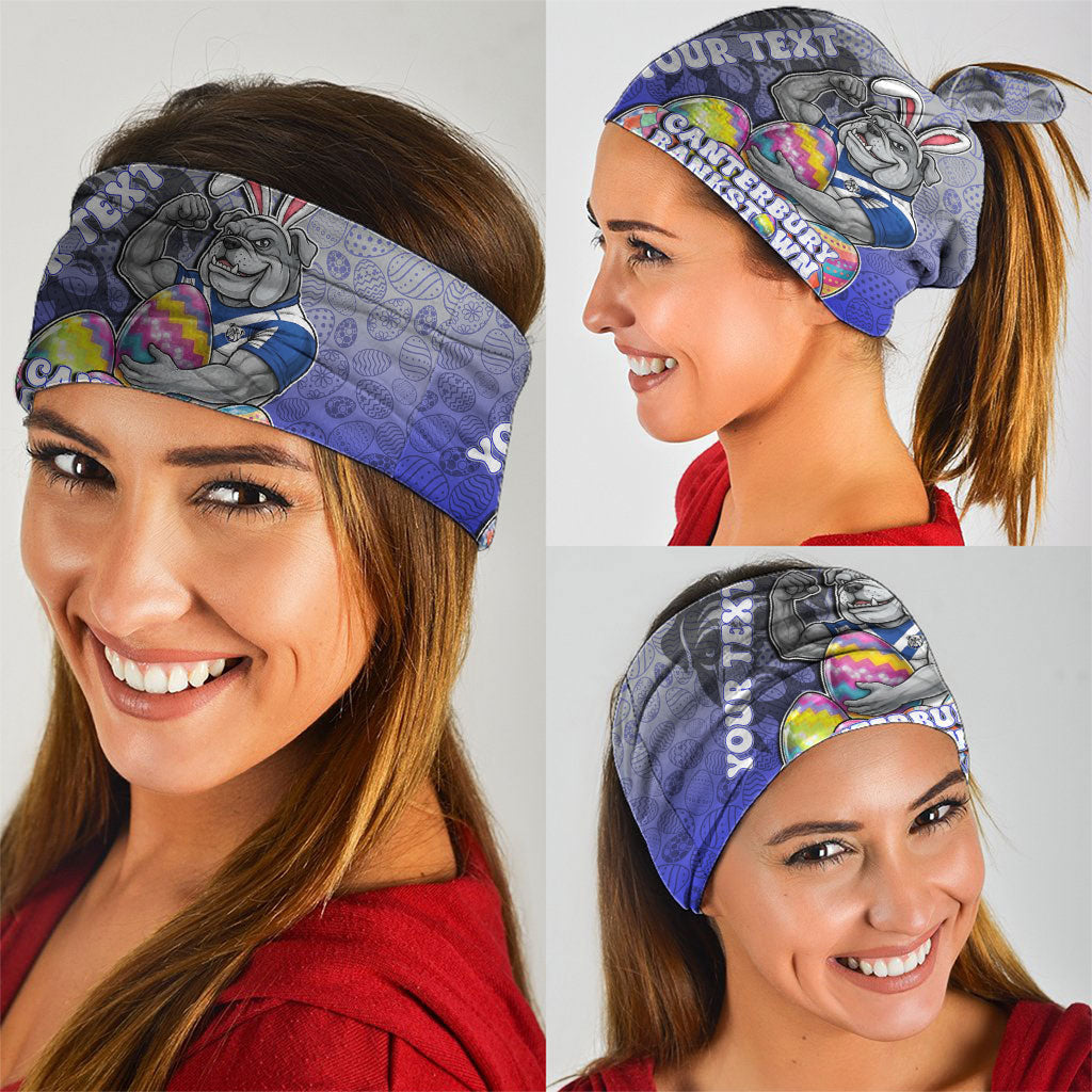 Personalized Canterbury-Bankstown Bulldogs Neck Gaiter Easter Mascot - Colorful Eggs Cartoon Style