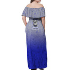 Personalized Canterbury-Bankstown Bulldogs Off Shoulder Maxi Dress Easter Mascot - Colorful Eggs Cartoon Style