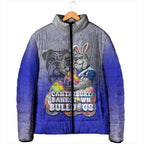 Personalized Canterbury-Bankstown Bulldogs Padded Jacket Easter Mascot - Colorful Eggs Cartoon Style