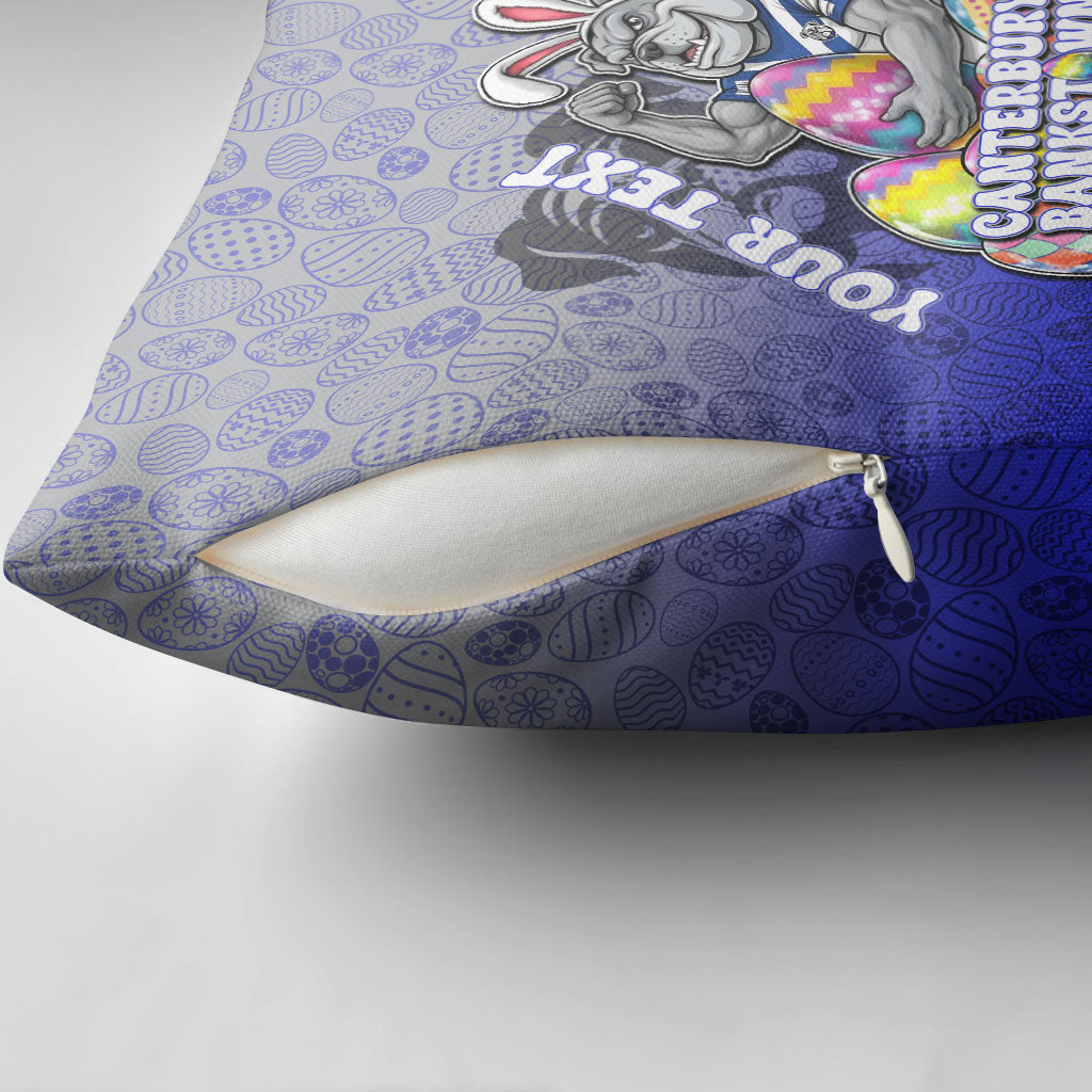 Personalized Canterbury-Bankstown Bulldogs Pillow Cover Easter Mascot - Colorful Eggs Cartoon Style