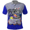Personalized Canterbury-Bankstown Bulldogs Polo Shirt Easter Mascot - Colorful Eggs Cartoon Style