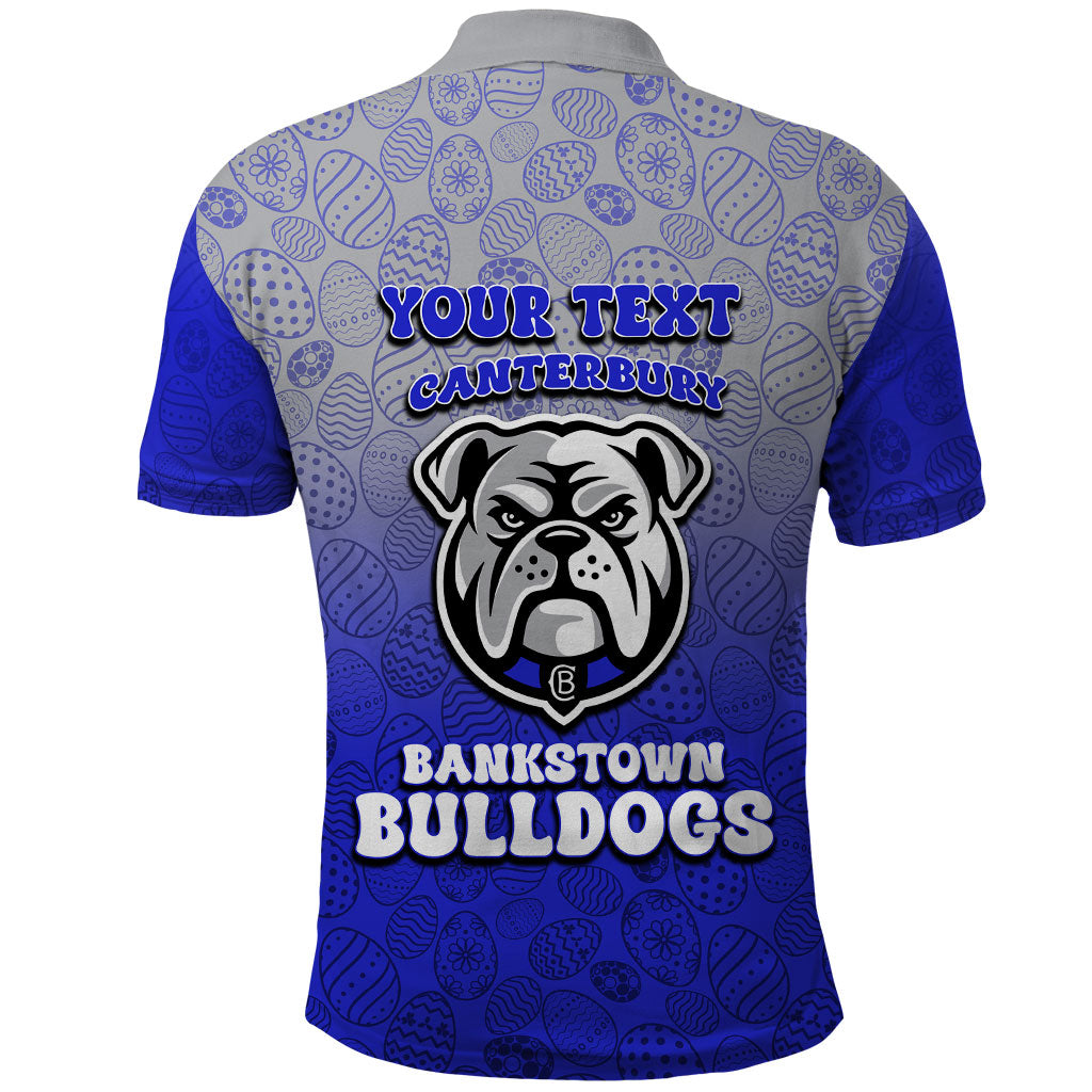 Personalized Canterbury-Bankstown Bulldogs Polo Shirt Easter Mascot - Colorful Eggs Cartoon Style