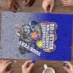 Personalized Canterbury-Bankstown Bulldogs Puzzle Easter Mascot - Colorful Eggs Cartoon Style
