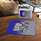 Personalized Canterbury-Bankstown Bulldogs Puzzle Easter Mascot - Colorful Eggs Cartoon Style