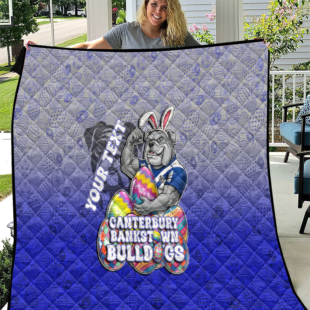 Personalized Canterbury-Bankstown Bulldogs Quilt Easter Mascot - Colorful Eggs Cartoon Style
