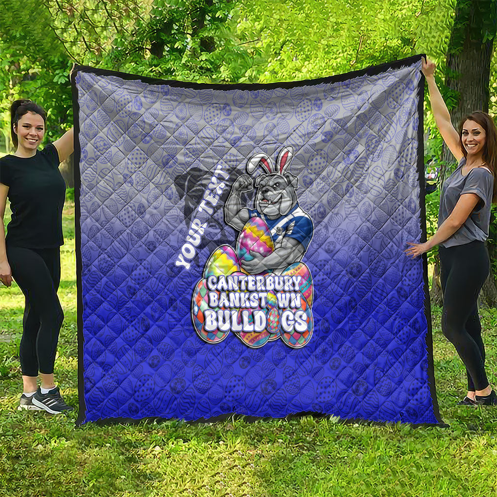 Personalized Canterbury-Bankstown Bulldogs Quilt Easter Mascot - Colorful Eggs Cartoon Style