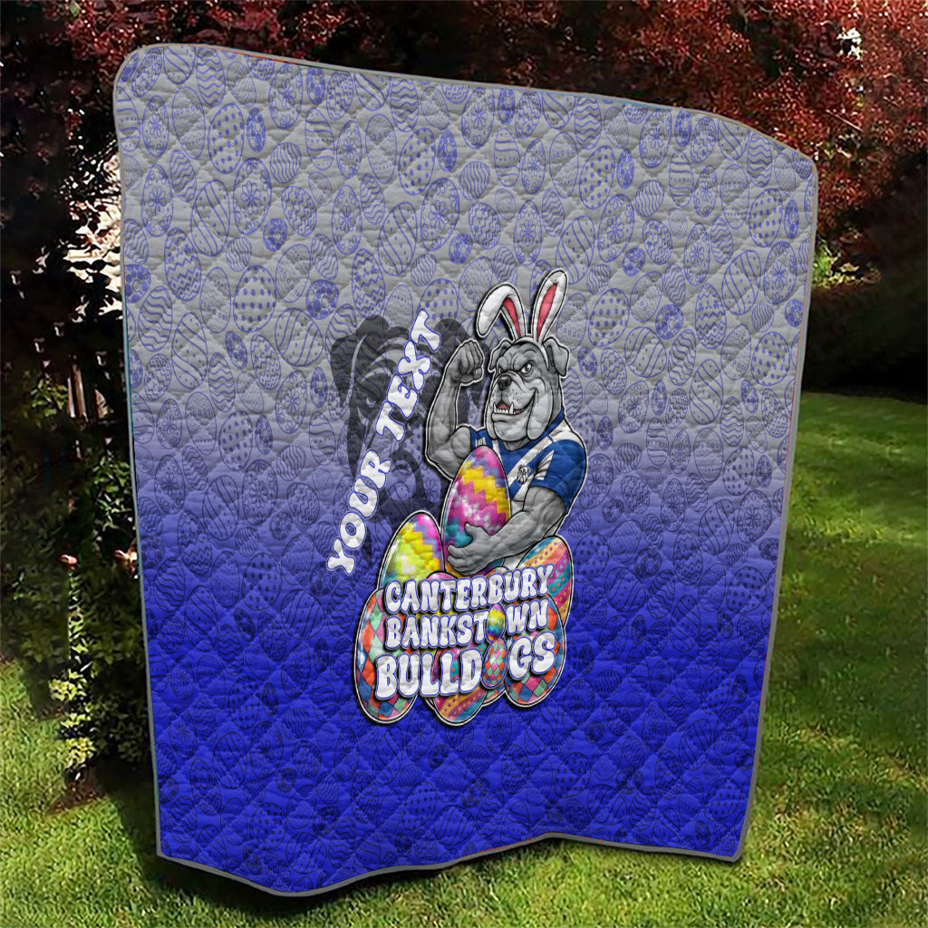 Personalized Canterbury-Bankstown Bulldogs Quilt Easter Mascot - Colorful Eggs Cartoon Style