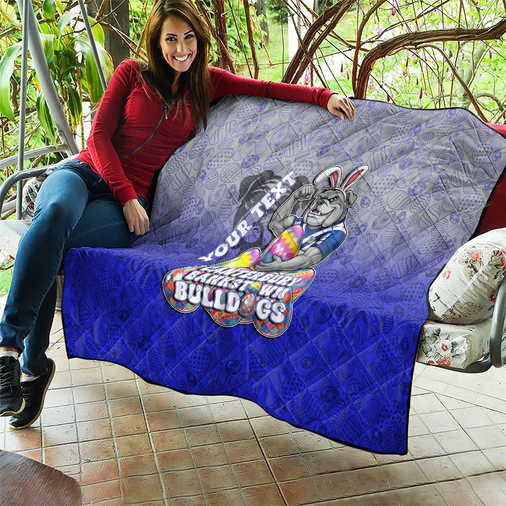 Personalized Canterbury-Bankstown Bulldogs Quilt Easter Mascot - Colorful Eggs Cartoon Style