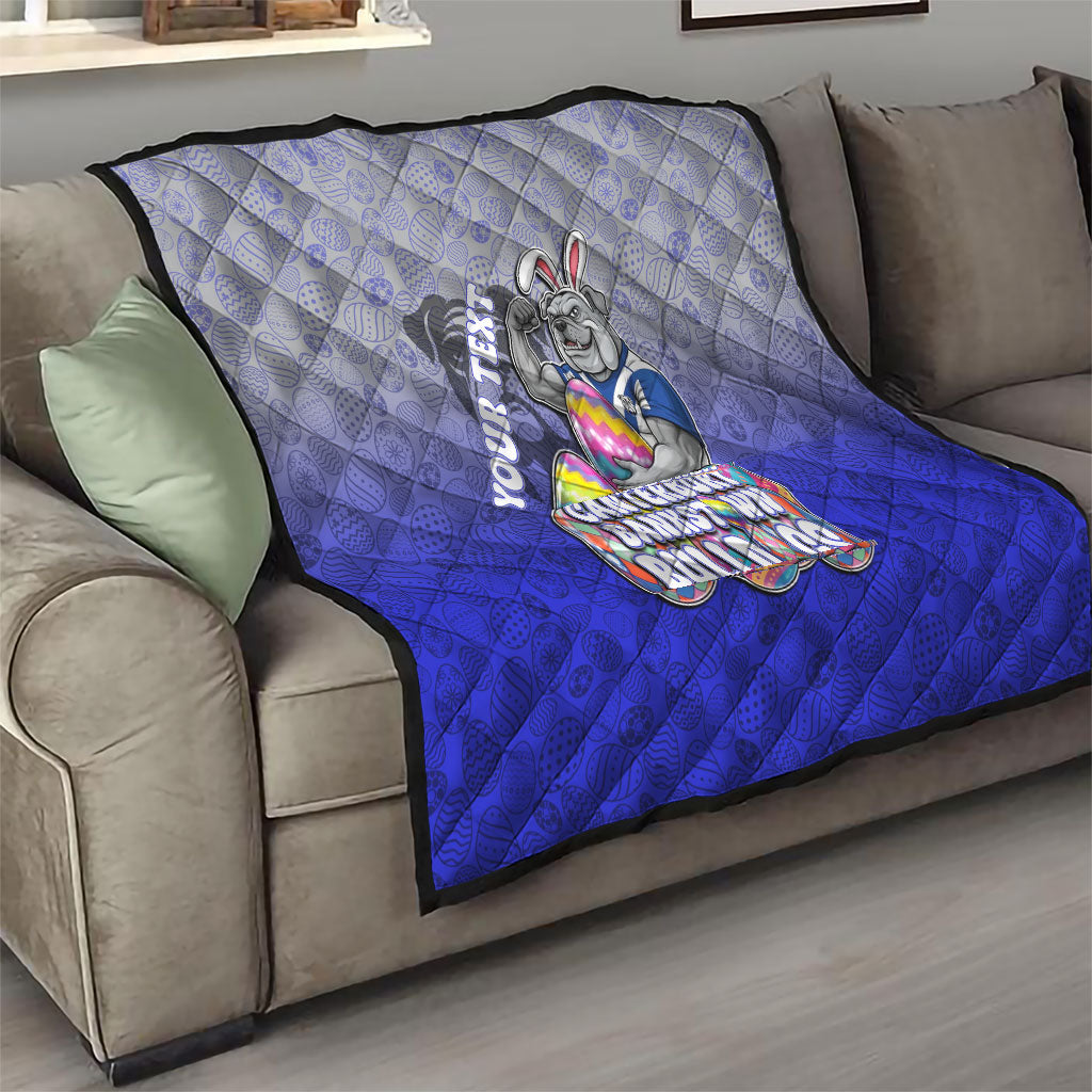 Personalized Canterbury-Bankstown Bulldogs Quilt Easter Mascot - Colorful Eggs Cartoon Style