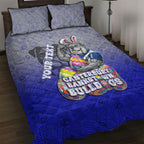 Personalized Canterbury-Bankstown Bulldogs Quilt Bed Set Easter Mascot - Colorful Eggs Cartoon Style