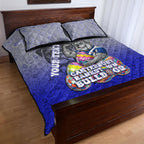 Personalized Canterbury-Bankstown Bulldogs Quilt Bed Set Easter Mascot - Colorful Eggs Cartoon Style