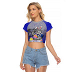 Personalized Canterbury-Bankstown Bulldogs Raglan Cropped T Shirt Easter Mascot - Colorful Eggs Cartoon Style
