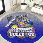 Personalized Canterbury-Bankstown Bulldogs Round Carpet Easter Mascot - Colorful Eggs Cartoon Style