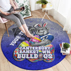 Personalized Canterbury-Bankstown Bulldogs Round Carpet Easter Mascot - Colorful Eggs Cartoon Style