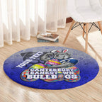 Personalized Canterbury-Bankstown Bulldogs Round Carpet Easter Mascot - Colorful Eggs Cartoon Style