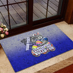Personalized Canterbury-Bankstown Bulldogs Rubber Doormat Easter Mascot - Colorful Eggs Cartoon Style