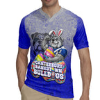 Personalized Canterbury-Bankstown Bulldogs Rugby Jersey Easter Mascot - Colorful Eggs Cartoon Style