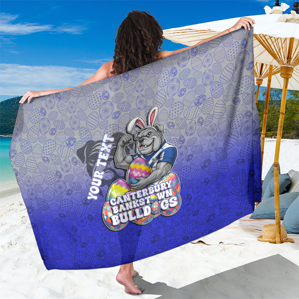 Personalized Canterbury-Bankstown Bulldogs Sarong Easter Mascot - Colorful Eggs Cartoon Style