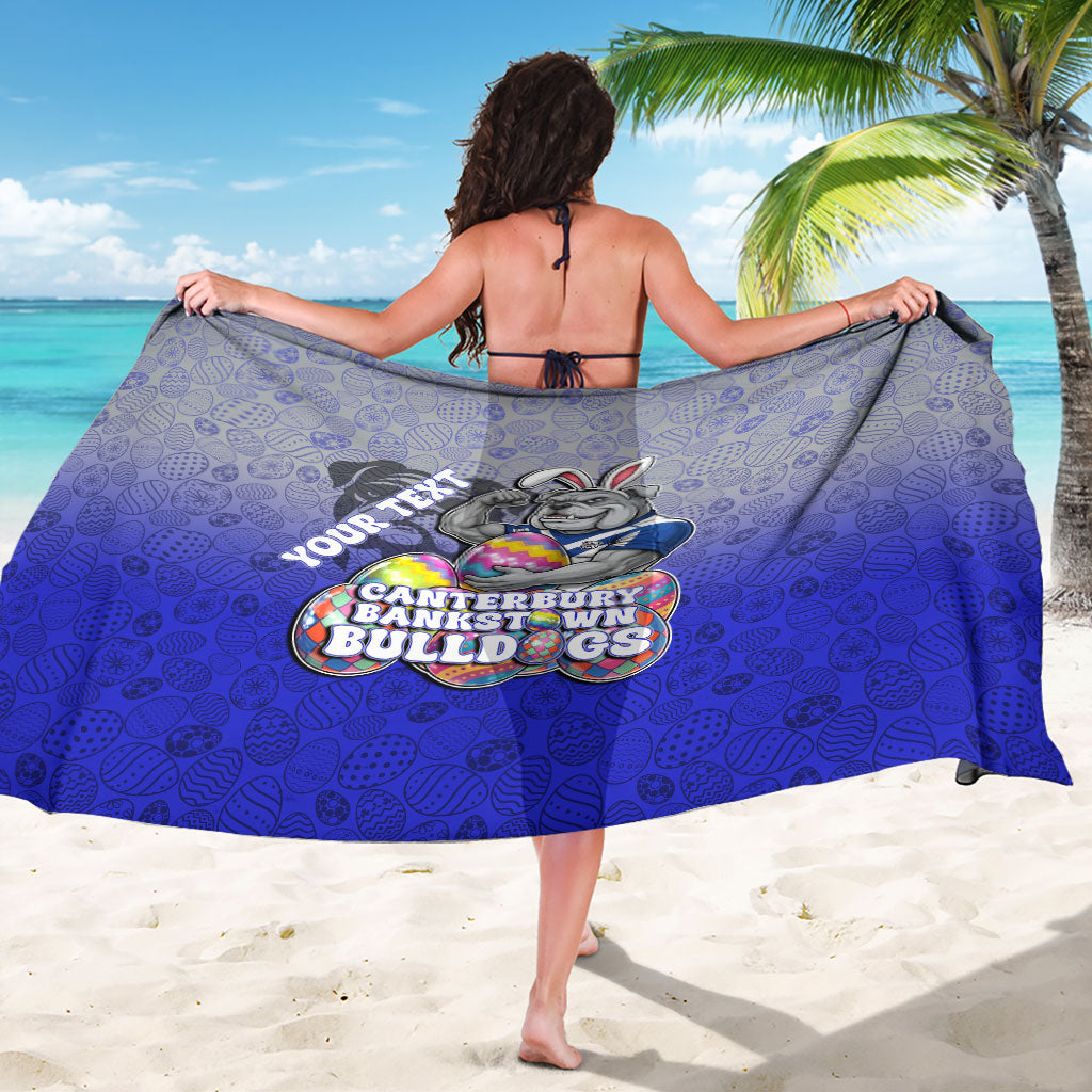 Personalized Canterbury-Bankstown Bulldogs Sarong Easter Mascot - Colorful Eggs Cartoon Style