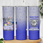 Personalized Canterbury-Bankstown Bulldogs Skinny Tumbler Easter Mascot - Colorful Eggs Cartoon Style