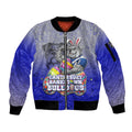 Personalized Canterbury-Bankstown Bulldogs Sleeve Zip Bomber Jacket Easter Mascot - Colorful Eggs Cartoon Style