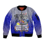 Personalized Canterbury-Bankstown Bulldogs Sleeve Zip Bomber Jacket Easter Mascot - Colorful Eggs Cartoon Style