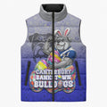Personalized Canterbury-Bankstown Bulldogs Sleeveless Puffer Jacket Easter Mascot - Colorful Eggs Cartoon Style