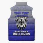 Personalized Canterbury-Bankstown Bulldogs Sleeveless Puffer Jacket Easter Mascot - Colorful Eggs Cartoon Style