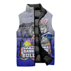 Personalized Canterbury-Bankstown Bulldogs Sleeveless Puffer Jacket Easter Mascot - Colorful Eggs Cartoon Style