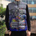 Personalized Canterbury-Bankstown Bulldogs Sleeveless Puffer Jacket Easter Mascot - Colorful Eggs Cartoon Style