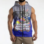 Personalized Canterbury-Bankstown Bulldogs Sleeveless Zip Hoodie Easter Mascot - Colorful Eggs Cartoon Style