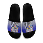 Personalized Canterbury-Bankstown Bulldogs Slide Sandals Easter Mascot - Colorful Eggs Cartoon Style
