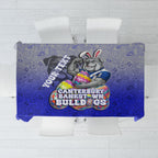 Personalized Canterbury-Bankstown Bulldogs Tablecloth Easter Mascot - Colorful Eggs Cartoon Style