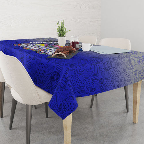 Personalized Canterbury-Bankstown Bulldogs Tablecloth Easter Mascot - Colorful Eggs Cartoon Style