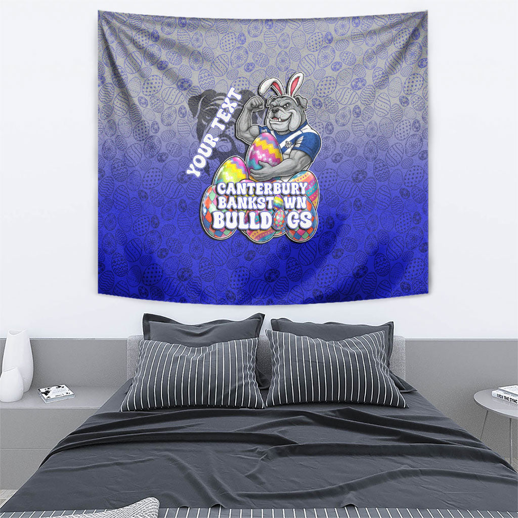 Personalized Canterbury-Bankstown Bulldogs Tapestry Easter Mascot - Colorful Eggs Cartoon Style