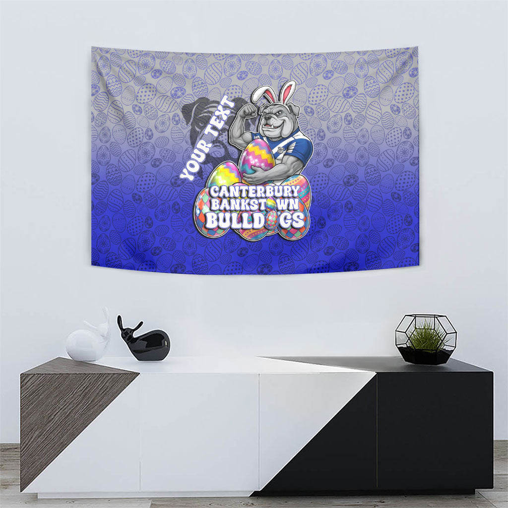 Personalized Canterbury-Bankstown Bulldogs Tapestry Easter Mascot - Colorful Eggs Cartoon Style