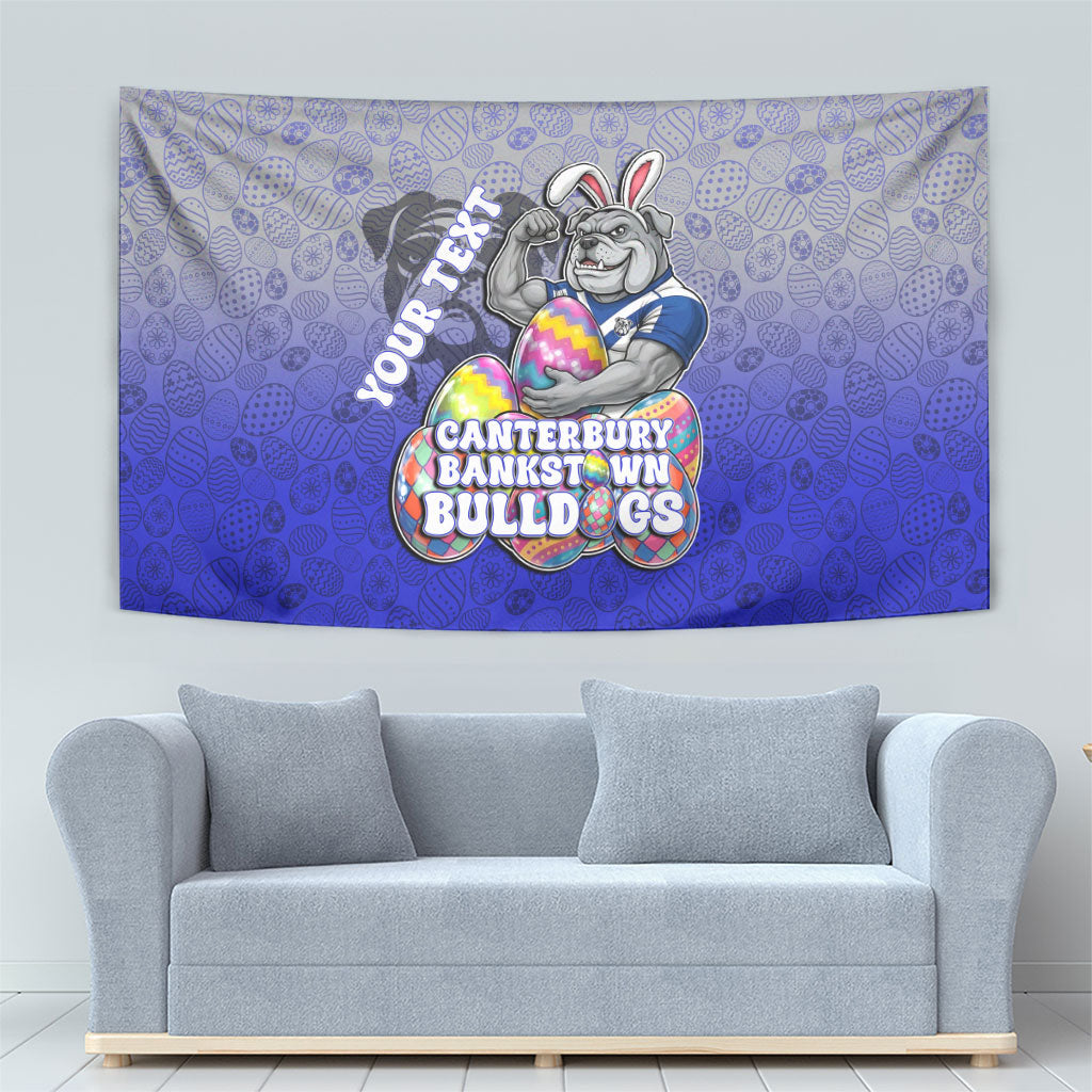Personalized Canterbury-Bankstown Bulldogs Tapestry Easter Mascot - Colorful Eggs Cartoon Style