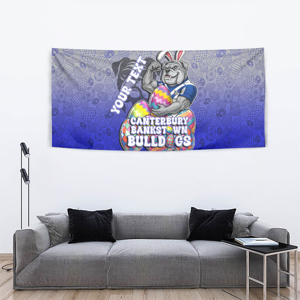 Personalized Canterbury-Bankstown Bulldogs Tapestry Easter Mascot - Colorful Eggs Cartoon Style